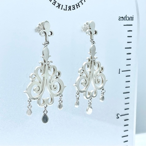 SOLD Authentic Tiffany & Co. Sterling Silver Enchant Chandelier Scroll Earrings - Picture 5 of 8